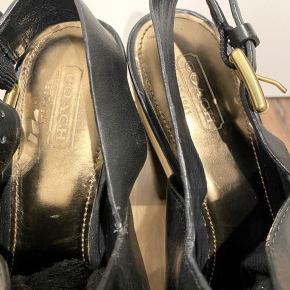 Coach leather platform peep toe heels. Size 7 - Picture 6 of 8